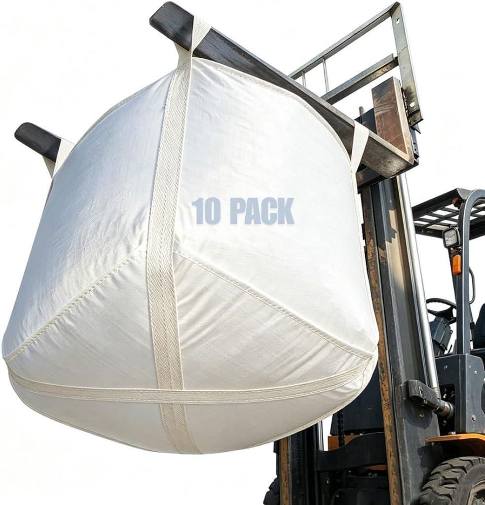 FIBC Bulk Bag 35x35x43in, Super Sack Heavy Duty, Pack of 10