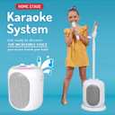 Singing Machine Portable Karaoke Machine for Adults & Kids with 2 Wireless Microphones, Home Stage (White) - Built-in Karaoke Speaker, Bluetooth with LED Lights - Karaoke System with Voice Enhancer