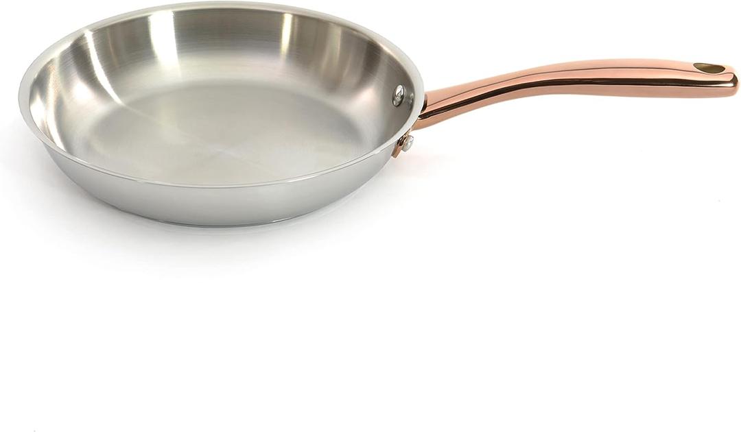 Berghoff Ouro 18/10 Stainless Steel Frying Pan 9.5", Rose Gold Handle, PFOA-free, Induction Cooktop, Fast, Even Heat