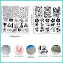 Biutee Nail Stamping Plates Set 15PCS Nail Art Stamper Scraper Nail Art Stamping Kit with Storage Bag Gift Box Nail Stamp Template Kit Lace Flower Butterfly Star Holiday Design