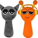 Plush Toys, Horror Games Plushies Toy for Fans, Soft Stuffed Animal Pillow Figure Doll Christmas Birthday Gifts for Adult Kids (Gray+Orange)