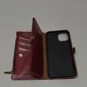 XcaseBar for iPhone 13 6.1" Wallet case with Zipper Credit Card HolderRFID Blocking, Flip Folio Book PU Leather Phone case Shockproof Cover Women Men for Apple 13 case Wine Red