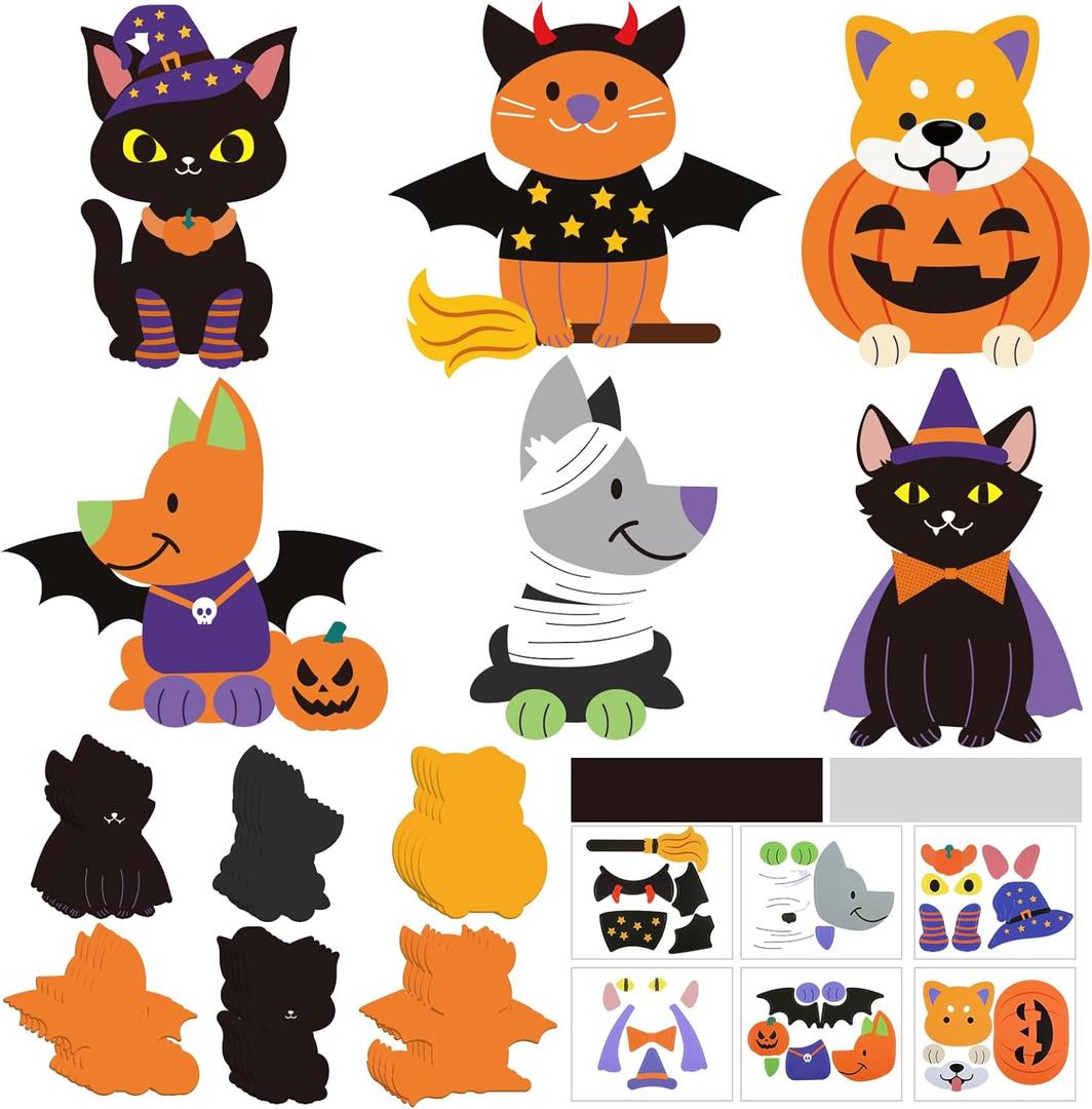 Copkim 30 Sets Halloween Craft Kit DIY Halloween Pets Magnet Craft Make Your Own Pet Decorations for Fun Home Activity Party Supplies Adults