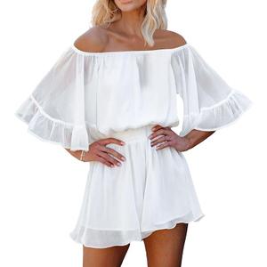 Women Boho Summer Romper Casual Floral Print Off Shoulder Strapless Shorts Jumpsuits XL