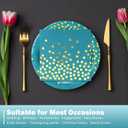 Blue Green Gold Paper Plates and Napkins 200Pack-100 x 7''Dessert Plates & 100 x 6.5''Napkins,Disposable Gold Dots Paper Plate for Father's Day,Independence Day,Birthday,Picnics