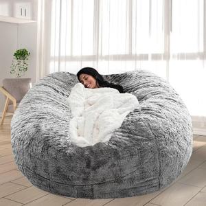 Bean Bag Chair for Adults Kids No Filling Comfy Giant Living Room Chairs Giant Bean Bag Cover for Stuffed Animal Storage, 5FT, Grey Bean Bag Chair for Adults Kids No Filling Comfy Giant Living Room Chairs Giant Bean Bag Cover for Stuffed Animal Storage, 5FT, Grey