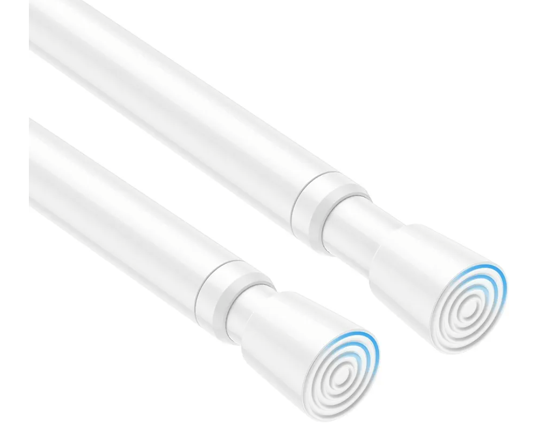 2 Pack Spring Tension Curtain Rod 32.5 to 58 inch Adjustable Curtain Rods No Drilling Spring Loaded Curtain Rods for Windows Doors, White