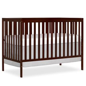 Dream On Me Synergy 5-in-1 Convertible Full-Size Baby Crib with Toddler, Day & Full Bed Conversion in Espresso, GreenGuard Gold & BSA, 3 Mattress Heights, Sustainable Pinewood