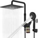 Ryamen Upgraded Dual Shower Heads Combo, 10 inch Filtered Shower Head with Handheld, 3-Way Rain Shower Head with Filters, 7 Settings Handheld Spray, High Pressure, Height Adjustable (Black)