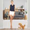 Reinforced 18" Tall Retractable Gate Step Over Dog Gate, 55" Wide Mesh Gate Short Pet Gate Indoor/Outdoor Retractable Dog Gate, Small Gates for Pets Puppy Gates for The House - No Bottom Squeeze/White