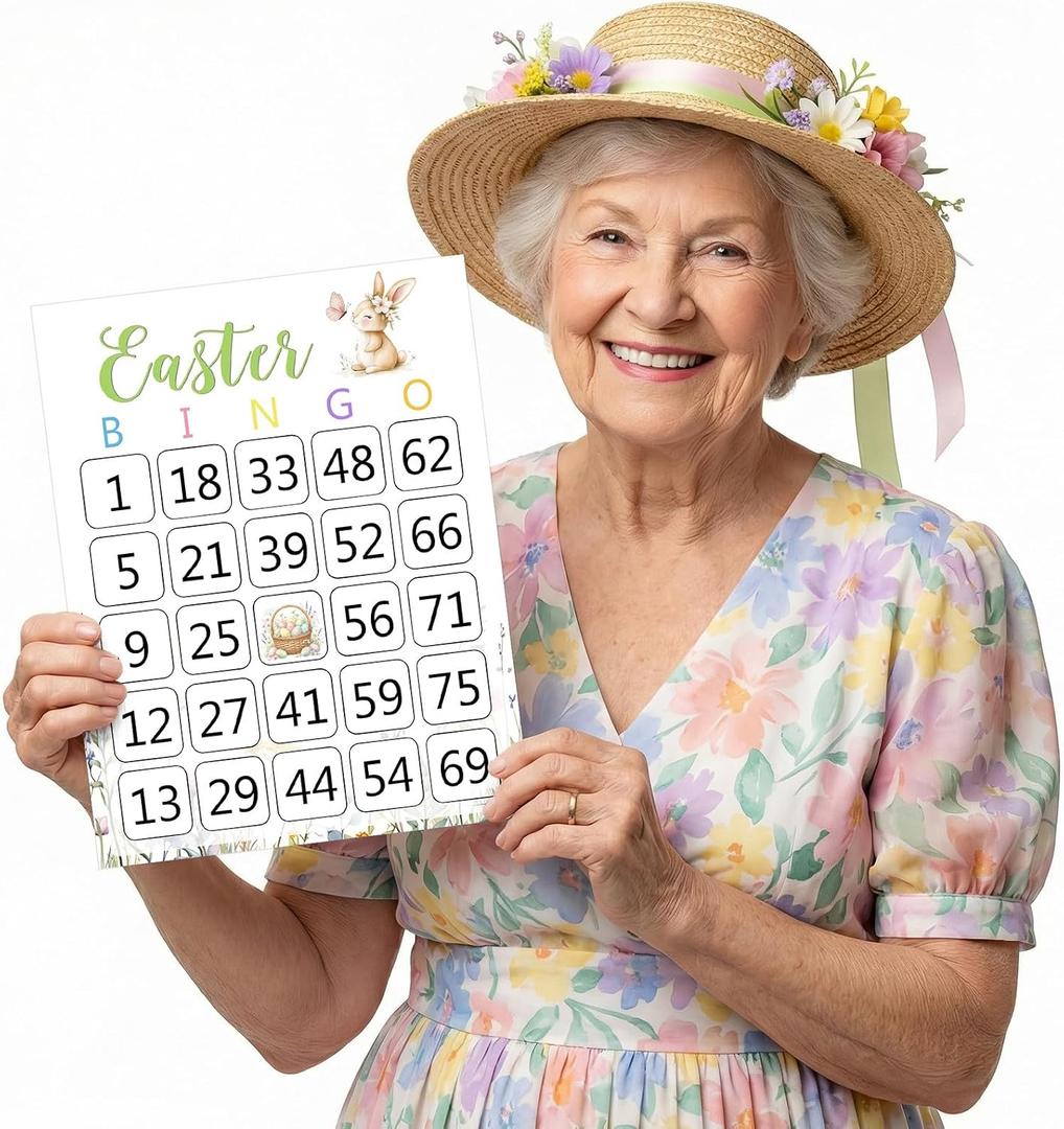 Tinlade 20 Pcs Easter Jumbo Bingo Cards Bingo Games for Family Seniors, Large 8.5" x 11" Number Cards for Easter Games, School Classroom Activities and Easter' Basket Stuffer and Gift