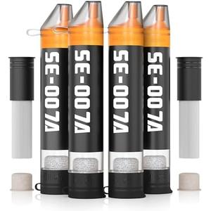 Personal Straw Water Filter to purify Water, Emergency Water Straws Portable Gear for Hiking, Camping, Travel, Fishing, Outing and Emergency Preparedness （4 Water Filters + 2 Filter Cartridges）