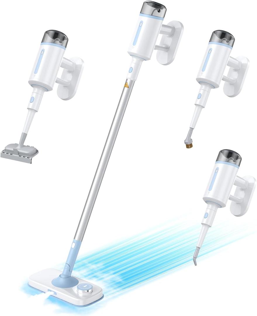 Steam Mop with Detachable Steamer Suitable for Hardwood, Tile and All Floors, Powerful Handheld Steam Cleaner for Home, Floor Steamer with Multifunctional Attachments for Other Home Cleaning (White)
