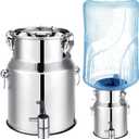 Tioncy Stainless Steel Water Dispenser 1.3 gallon Countertop Drink Dispenser with Spigot and Airtight Lid for Up To 5 Gallon Bottle Metal Drink Dispenser for Home Office Indoor Outdoor Supplies