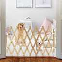 Wooden Dog Gate,Retractable Pet Fence Garden Lawn Portable Pet Safety Patio Garden Door Expandable Safety Protection for Small Puppy Medium Dogs Pets Doorway Stairs (S Size(Extended):32" x 18")