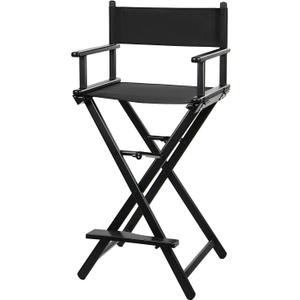 30'' Aluminum Tall Directors Chair, Portable Makeup Chair for Makeup Artist, Makeup Chair Teachers Chair Only 10.15LB, Black