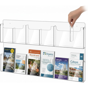 Sherr Acrylic Brochure Holder Wall Mount with Removable Dividers, Wide High Capacity Literature Display Stand for 4''x 9'', 8.5''x11'' Pamphlets, 26.7'' x 18'' for High-Traffic Lobbies Events