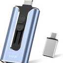 Phone Photo Stick,MFi Certified Phone Flash Drive,4 in 1 512G USB Drive for Phone iPad USB Stick,Phone Thumb Drive,Phone Photo Storage Phone Memory Stick for Phone/PC/iPad/More Devices(Blue