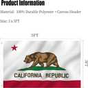 California Republic State Flag Double Sided 3x5 Outdoor Heavy Duty 3 Ply Cali Bear Flags with Durable Canvas Header and 2 Brass Grommets Vivid Colors CA Flags
