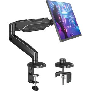 MOUNTUP Single Monitor Desk Mount Holds Screen up to 32 inch, Height Adjustable Monitor Arm, Full Motion Computer Monitors Stand with Clamp/Grommet Base, VESA Mounts Fit 4.4-17.6lbs Computer, Black
