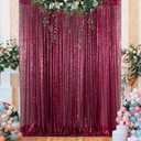 ShinyBeauty Sequin Backdrop 4x8ft Burgundy Glitter Backdrops 2 Pieces Shimmer Fabric Sparkly Photo Photography Background Drapes for Wedding Deco