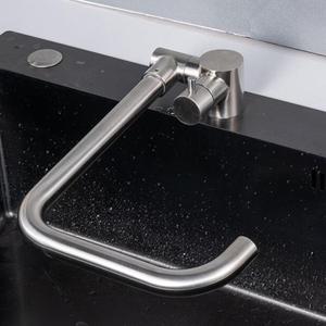 Kitchen Faucets Folding Inside Window Stainless Steel Hot and Cold Water Single Handle Single Hole Kitchen Sink Mixer Faucet Folding-Brushed