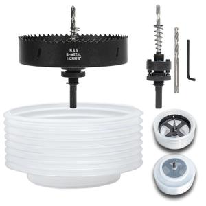 6 Hole Saw for Recessed Lights, 6 Inch Hole Cutter with Dust Bowl Catcher for Led Recessed Lighting 6 Inch and Wood Metal Drywall, Bi-Metal Construction, Black