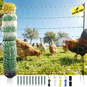 Electric Fence Netting, 47.2" H x 164'L Electric Chicken Fence, Portable Chicken Fence with Double Spiked Fiberglass Posts for Chickens, Ducks,Turkeys, Sheep, Geese in Yard, Farms,Backyards, Garden