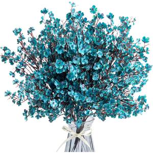 Babys Breath Artificial Flowers 8 Bundles Real Touch UV Resistant Fake Flowers Silk Faux Flowers for Vase Home Office Wedding DIY Floral Indoor Outdoor Centerpiece Table Decoration (Peacock Blue)
