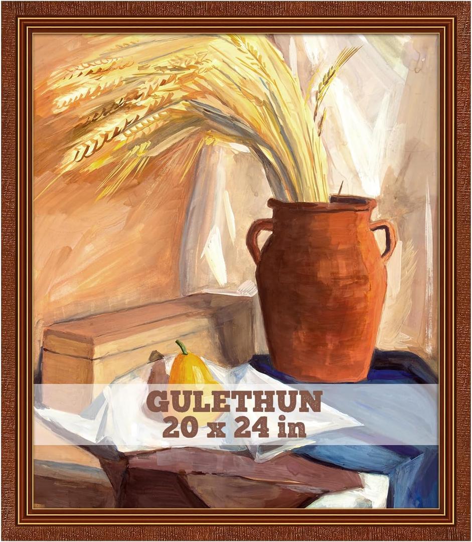 GULETHUN 20x24 Frame, Ornate Embossed Brown Poster Frames, 20x24in
