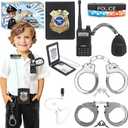 IVENRXIU Police Toys, Police Pretend Play Toys for Kids Boys and Girls, Role Play Set with Police Accessories, Handcuffs, Warning Light, Police Badge, Birthday Halloween Christmas Gifts