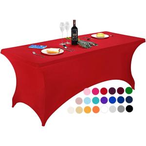 LZY Spandex Fitted Stretch Table Cover for 6 ft or 4ft or 8ft Folding Table, Rectangular Cocktail Tablecloth, Perfect for Party or Banquet, 72" x 30" (Rectangular)