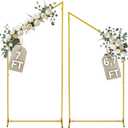Wedding Arch Backdrop Stand for Parties Set of 2, 7FT/6.7FT Gold Wedding Arches for Ceremony - Reusable Metal Square Balloon Arch Frame for Birthday Party Bridal Baby Shower Graduation Decoration