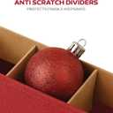 Large 128 Christmas Ornament Storage Box, Adjustable Compartment Dividers, Dual Zipper, Stackable Holiday Decorations Organizer with Lid, Xmas Durable Fabric Bin, Reinforced Handles Space-Saving (Red)