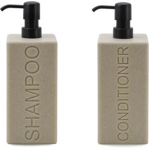 Rectangular Resin Dispenser Premium Bathroom Shampoo Conditioner Body Wash Bottle Modern Refillable Pump Design