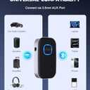 COMSOON Bluetooth Receiver for Car, Noise Cancelling 3.5mm AUX Bluetooth Car Adapter, Wireless Audio Receiver for Home Stereo/Wired Headphones, Hands-Free Call, 16H Battery Life - Black+Silver