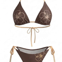 BEAUDRM Women's Two Piece Y2K Floral Bikini Sets High Cut String Thong Bikini Triangle Halter Cheeky Bathing Suit Swimsuit L