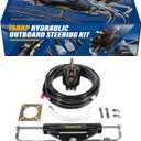 150HP Hydraulic Outboard Steering Kit Boat Marine System for Single Station, Single-Engine use Built-in Two-Way Lock Cylinder, 150HP Pump and High-Strength Nylon Hose