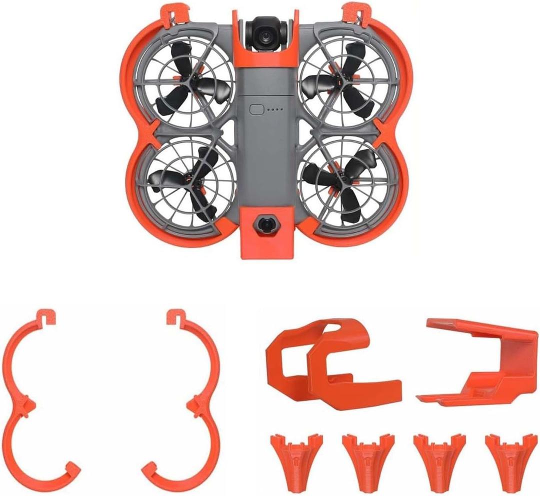 Neo 2 Propeller Guard Protector + Gimbal Bumper Guard + Height Extension Brackets for DJI Neo 2 Drone Accessories, 3 in 1 Anti-Collision Full Protection Guards Set for DJI NEO2 (Orange With Image Transmission)