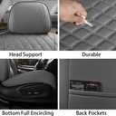 Car Seat Covers Full Set Grey, Luxury Faux Leather Car Seat Covers Waterproof Non-Slip Seat Protector Universal Fit for Most Cars SUVs Trucks Pick-ups,Car Accessories for Front Seats and Back