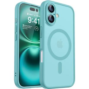 CANSHN Magnetic for iPhone 16 Case, Upgraded [Full Camera Protection] [Compatible with Magsafe] [Translucent Matte] Shockproof Protective Phone Case for iPhone 16 - Teal