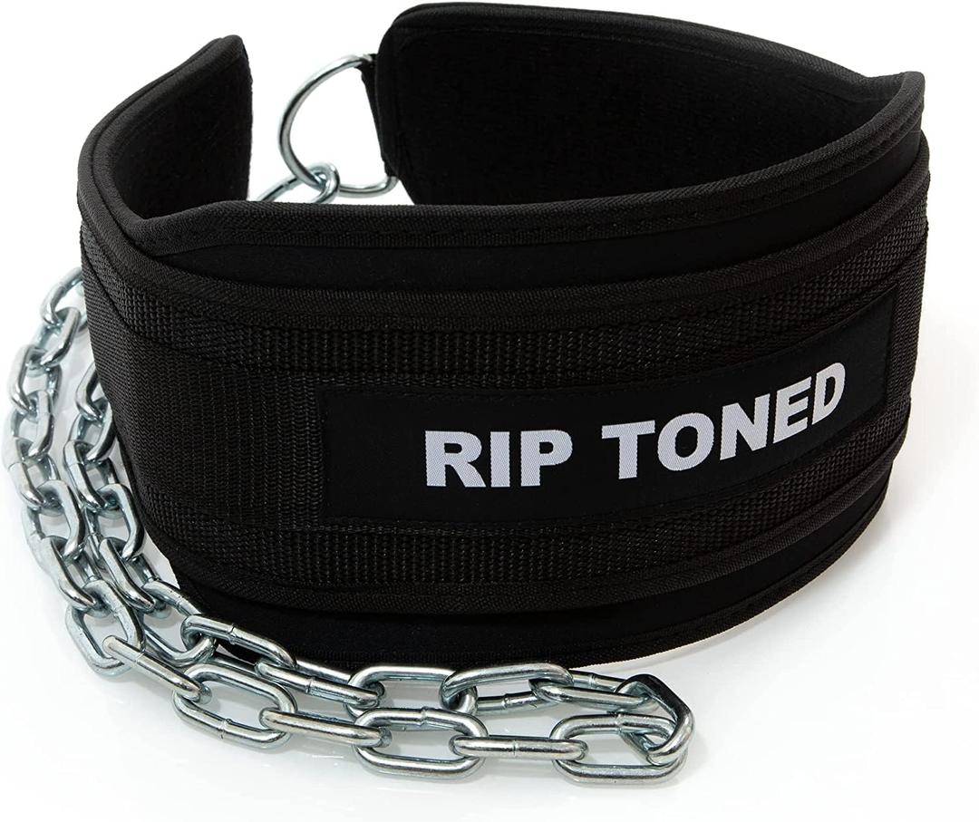 Rip Toned Dip Belt  Weight Lifting Belt with 36" Steel Chain for Dips, Chin Ups & Pullups Heavy Duty | Comfortable Fit | Supports Progressive Overload for Strength & Muscle Gains (Black)