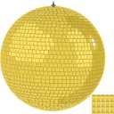 16 Inch Mirror Disco Ball lamp, Gold 16" Disco Ball Decor Hanging Disco Ball for Party Wedding Holiday Home Decoration, Replacement Mirror x 20pcs, Gold, 16inch