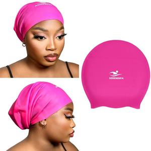 Large Swim Cap for Long Hair, Dreadlocks, Weaves, Hair Extensions, Braids, Curls & Afros - Waterproof Silicone Swimming Cap for Women & Men, Comfortable for Pool, Beach & Training (Pink, L-Large)