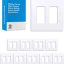 Outlet Cover, Screwless Decorator Wall Plate, Light switch Power Plug Cover, 2-Gang Standard Size, Matte White, 10 Pack,UL listed