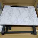 TV Tray, Folding TV Dinner Table, Adjustable Small C-Shaped End Tray for Eating, Foldable Slide Under Couch Side Table for Recliner, Living Room, Bedroom, No Assembly Required (White Marble)