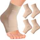 Nuanchu 2 Pairs Padded Skate Socks Ice Skating Protection Socks Lace Bite Gel Pads Ankle Malleolar Sleeves Protection Guards for Front Foot Shin Achilles Tendon Heel (Nude)