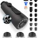 Hygie Rinse Stainless Faucet Head Replacement Pull Down Kitchen Faucet Head with 15 Adapters, 3 Water Modes Kitchen Sink Faucet Sprayer Head, Oil-Rubbed Finish