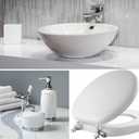 Mayfair Padded Toilet Seat with Chrome Hinges, Soft Vinyl over Wood Core Seat, Made in USA, Round, White