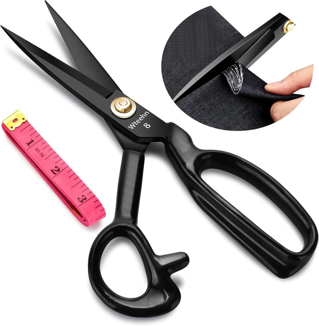 Fabric Scissors Professional, 8" Heavy Duty Sewing Scissor for Fabric Cutting, Tailor Sharp Sewing Shears for Cutting Leather Craft Home Office Students Artists Dressmakers